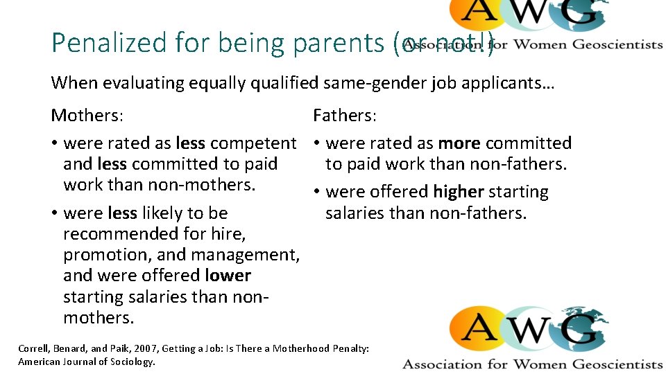 Penalized for being parents (or not!) When evaluating equally qualified same-gender job applicants… Fathers:
