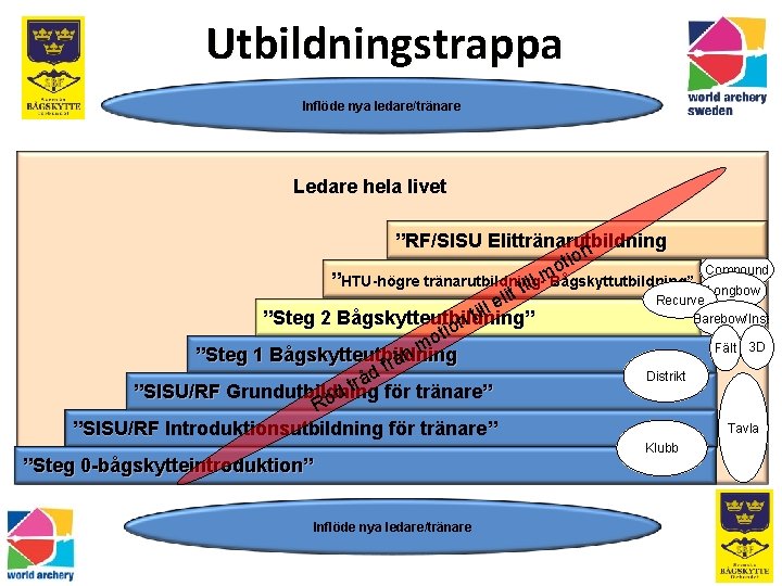 Utbildningstrappa Inflöde nya ledare/tränare Ledare hela livet ”RF/SISU Elittränarutbildning on i t o Compound