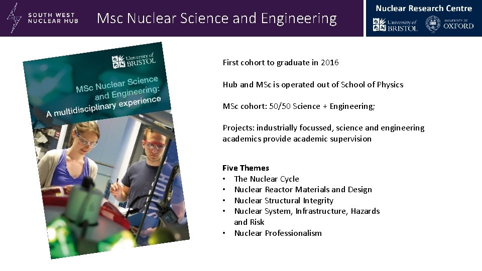 South West Msc. Nuclear. Hub Science and Engineering at the University of Bristol First