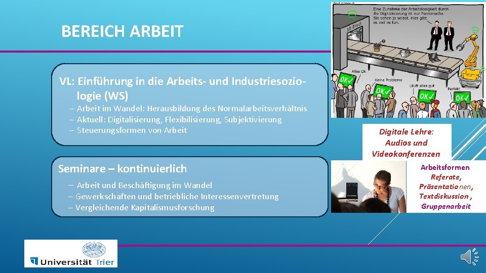 BEREICH ARBEIT VL: Einführung in die Arbeits- und Industriesoziologie (WS) - Arbeit im Wandel:
