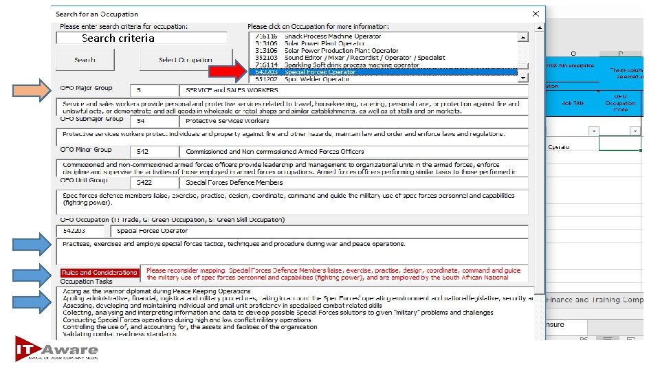 Search criteria 