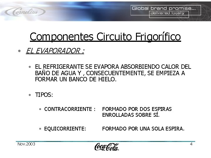 Componentes Circuito Frigorífico • EL EVAPORADOR : • EL REFRIGERANTE SE EVAPORA ABSORBIENDO CALOR