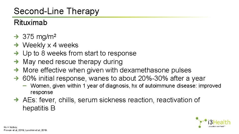 Second-Line Therapy Rituximab 375 mg/m 2 Weekly x 4 weeks Up to 8 weeks