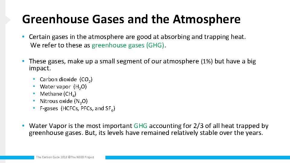 Greenhouse Gases and the Atmosphere • Certain gases in the atmosphere are good at