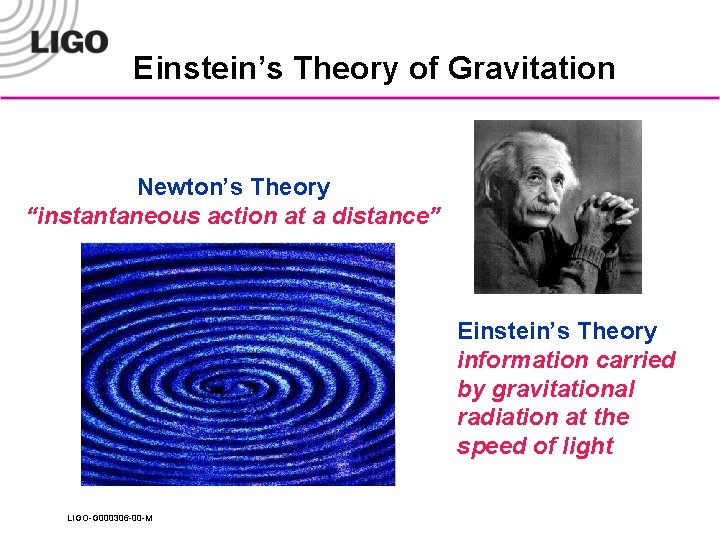 Einstein’s Theory of Gravitation Newton’s Theory “instantaneous action at a distance” Einstein’s Theory information