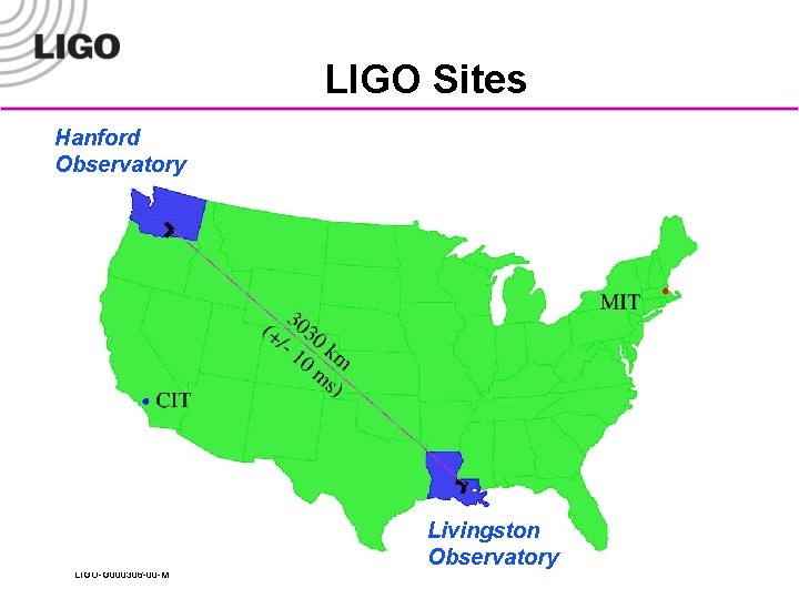LIGO Sites Hanford Observatory LIGO-G 000306 -00 -M Livingston Observatory 