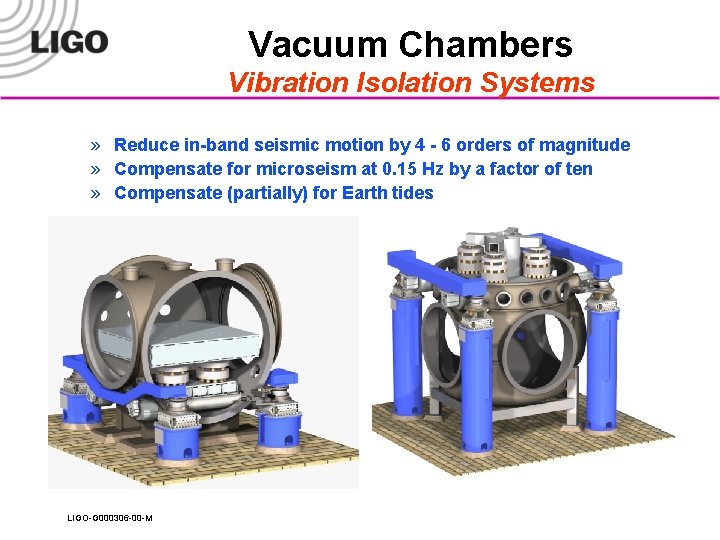 Vacuum Chambers Vibration Isolation Systems » Reduce in-band seismic motion by 4 - 6