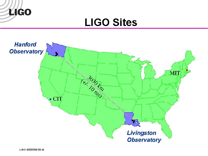 LIGO Sites Hanford Observatory Livingston Observatory LIGO-G 000306 -00 -M 