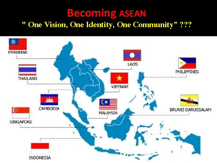 Becoming ASEAN " One Vision, One Identity, One Community” ? ? ? 