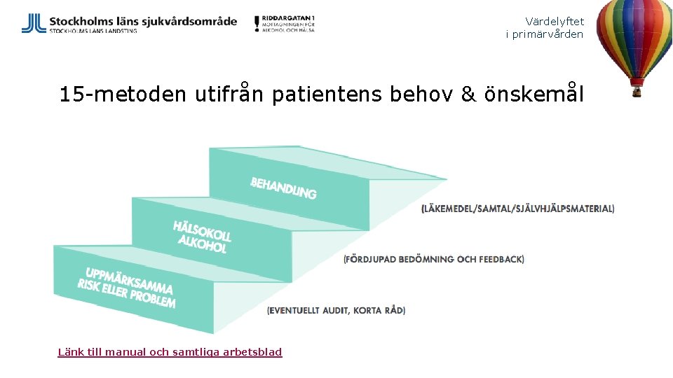 Värdelyftet i primärvården 15 -metoden utifrån patientens behov & önskemål Länk till manual och