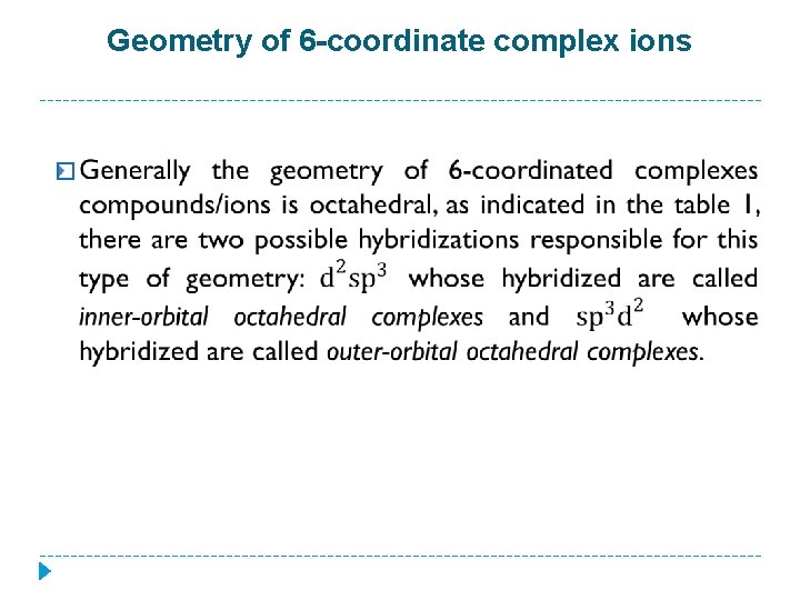 Geometry of 6 -coordinate complex ions � 