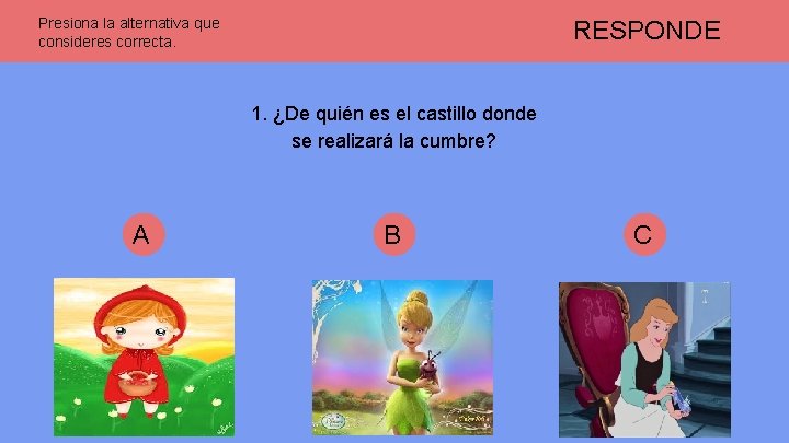 Presiona la alternativa que consideres correcta. RESPONDE 1. ¿De quién es el castillo donde