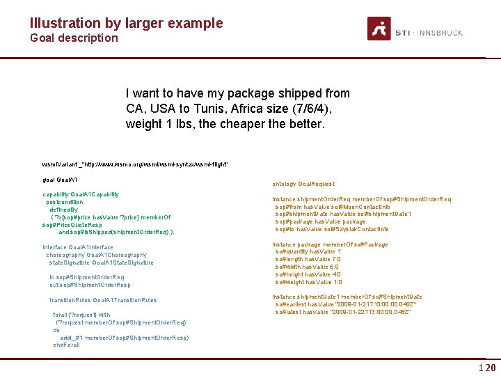 Illustration by larger example Goal description I want to have my package shipped from