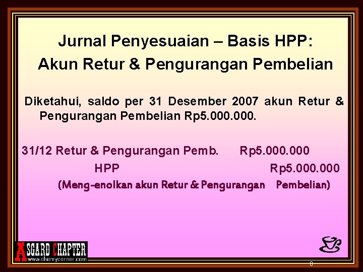 Jurnal Penyesuaian – Basis HPP: Akun Retur & Pengurangan Pembelian Diketahui, saldo per 31