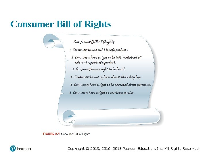 Consumer Bill of Rights Copyright © 2019, 2016, 2013 Pearson Education, Inc. All Rights