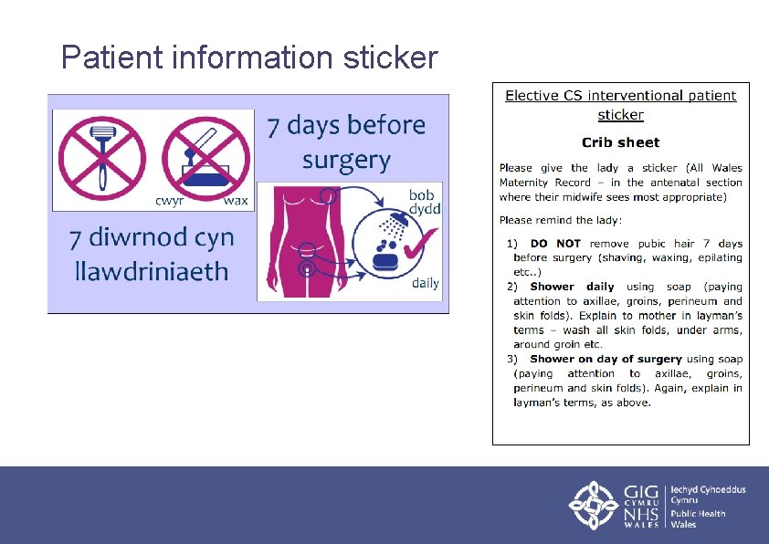 Patient information sticker 