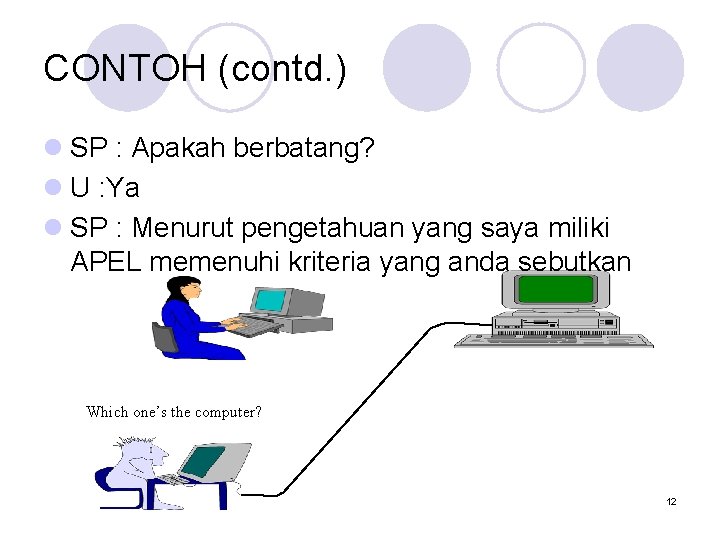 CONTOH (contd. ) l SP : Apakah berbatang? l U : Ya l SP