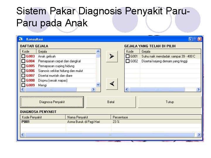 Sistem Pakar Diagnosis Penyakit Paru pada Anak 