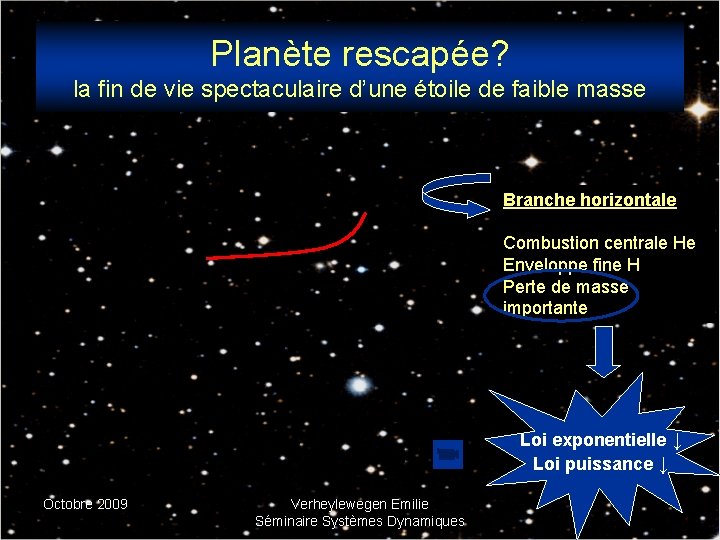 Planète rescapée? la fin de vie spectaculaire d’une étoile de faible masse Branche horizontale