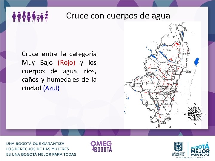 Cruce con cuerpos de agua Cruce entre la categoría Muy Bajo (Rojo) y los