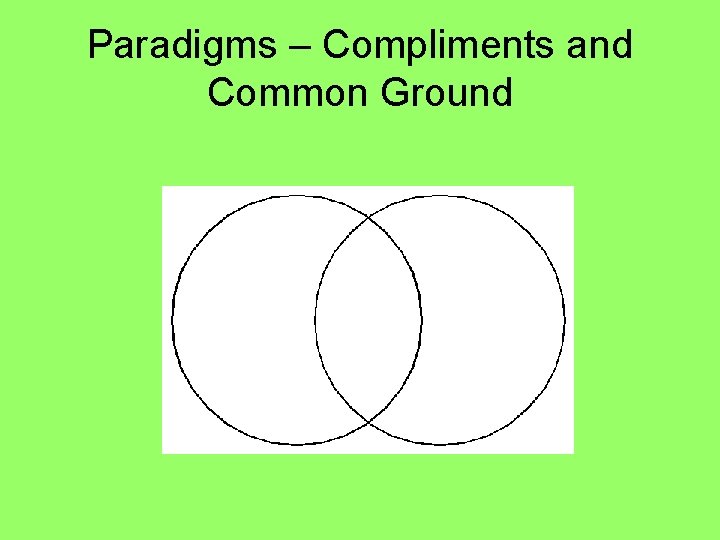 Paradigms – Compliments and Common Ground 