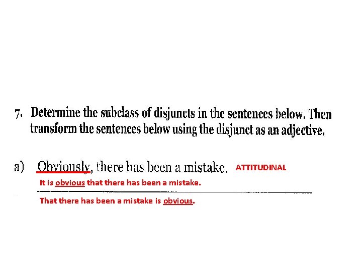 ATTITUDINAL PAGE 131 – EXERCISE 7 That there has been a mistake is obvious.