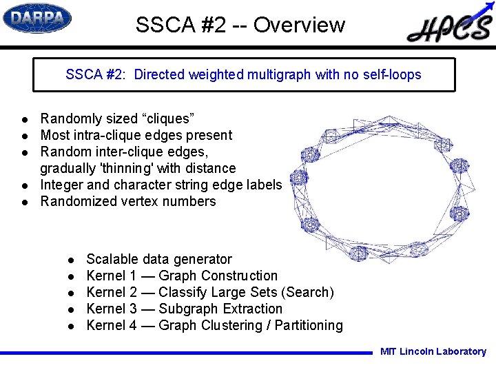 SSCA #2 -- Overview SSCA #2: Directed weighted multigraph with no self-loops l l