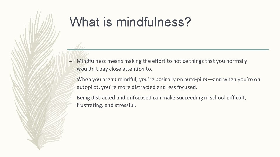 What is mindfulness? – Mindfulness means making the effort to notice things that you