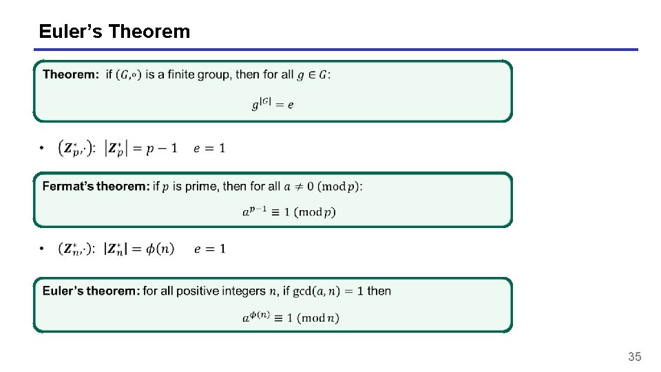 Euler’s Theorem 35 Euler’s Theorem 35