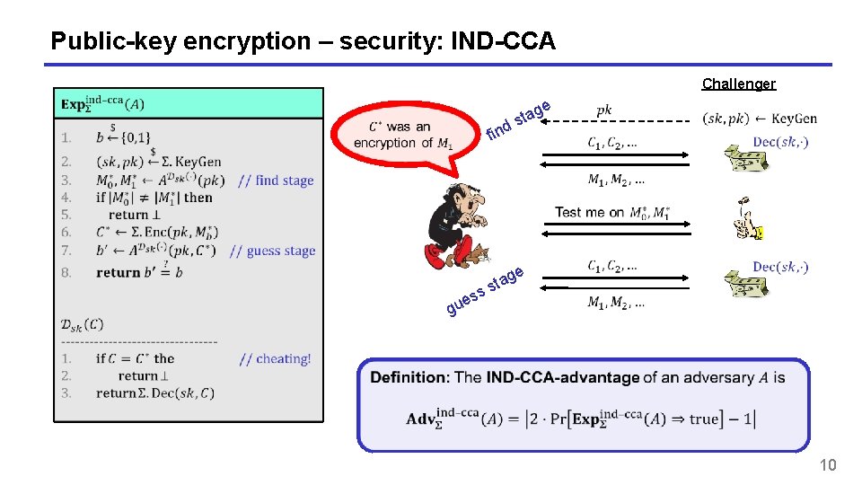 Public-key encryption – security: IND-CCA Challenger g sta e find s e tag s Public-key encryption – security: IND-CCA Challenger g sta e find s e tag s
