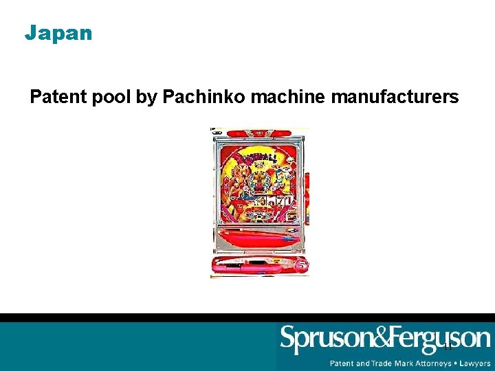 Japan Patent pool by Pachinko machine manufacturers 11 