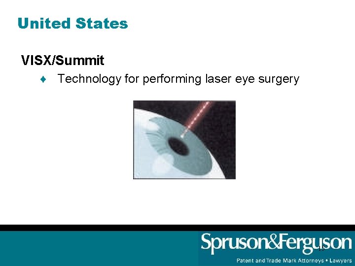 United States VISX/Summit ¨ Technology for performing laser eye surgery 15 