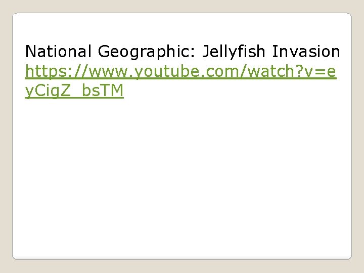 National Geographic: Jellyfish Invasion https: //www. youtube. com/watch? v=e y. Cig. Z_bs. TM 