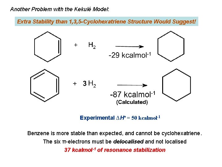 Another Problem with the Kekulé Model: Extra Stability than 1, 3, 5 -Cyclohexatriene Structure