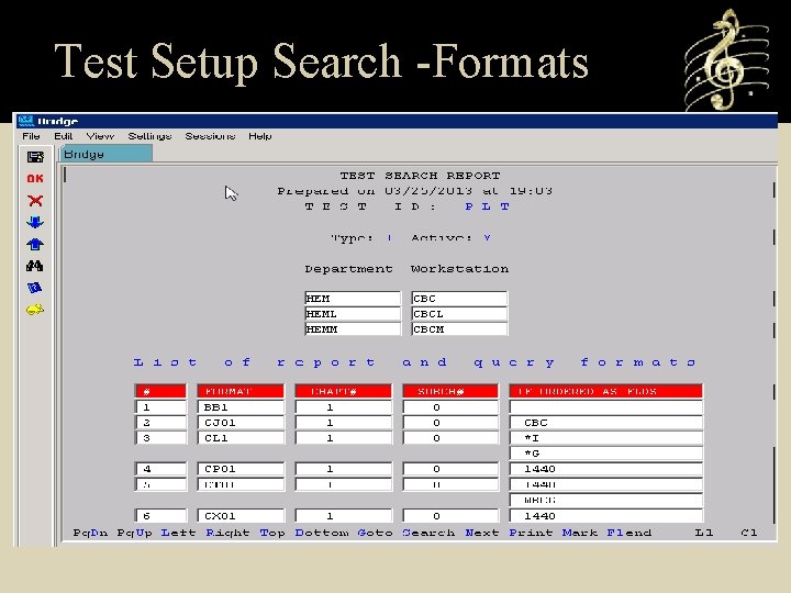 Test Setup Search -Formats 