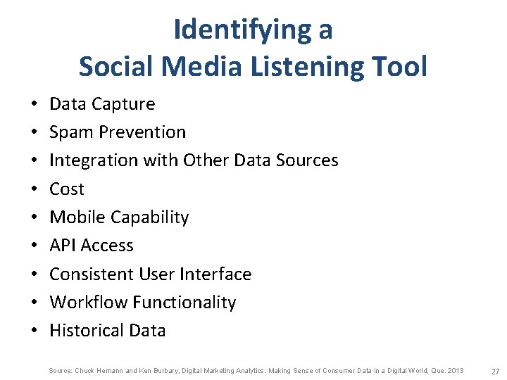Identifying a Social Media Listening Tool • • • Data Capture Spam Prevention Integration
