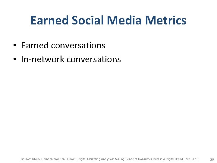 Earned Social Media Metrics • Earned conversations • In-network conversations Source: Chuck Hemann and