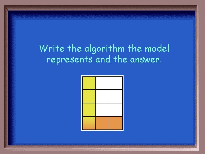 Write the algorithm the model represents and the answer. 