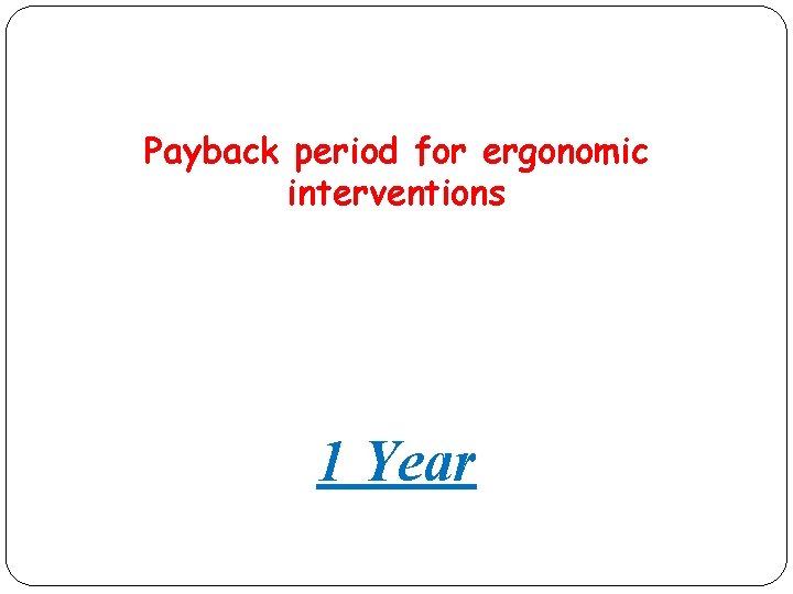 Payback period for ergonomic interventions 1 Year 