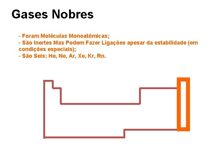 Gases Nobres - Foram Moléculas Monoatômicas; - São Inertes Mas Podem Fazer Ligações apesar