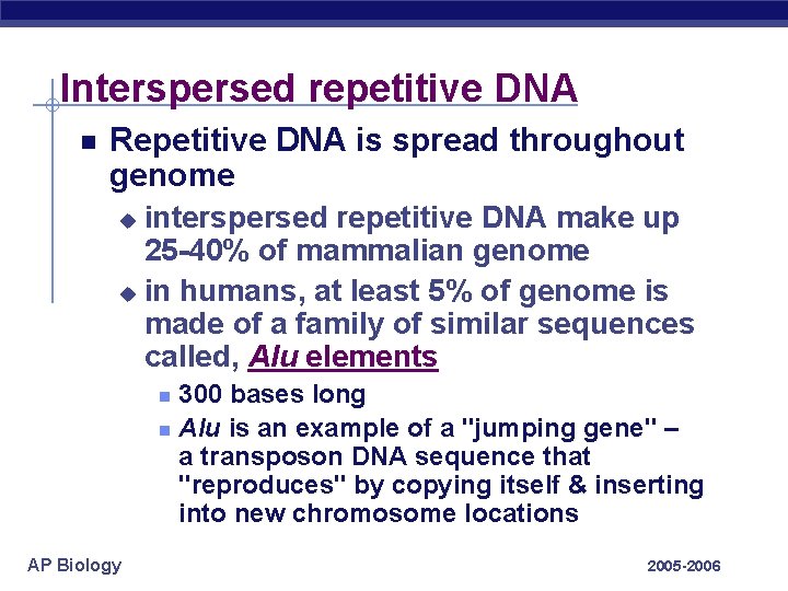 Interspersed repetitive DNA Repetitive DNA is spread throughout genome interspersed repetitive DNA make up