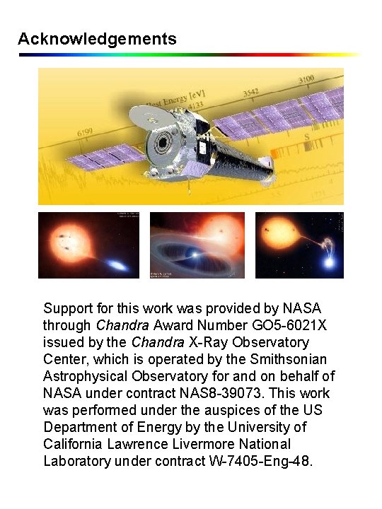 Acknowledgements Support for this work was provided by NASA through Chandra Award Number GO