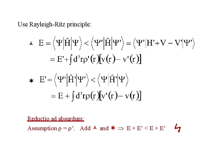 Use Rayleigh-Ritz principle: Reductio ad absurdum: Assumption = ’. Add and E + E’