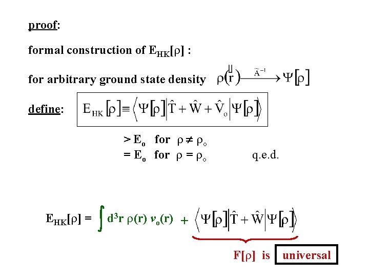 proof: formal construction of EHK[ ] : for arbitrary ground state density define: >