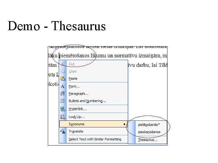 Demo - Thesaurus 