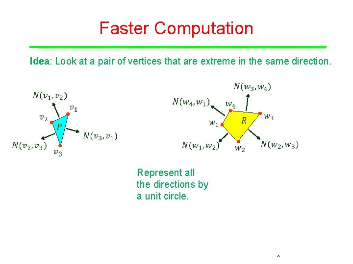Faster Computation Idea: Look at a pair of vertices that are extreme in the Faster Computation Idea: Look at a pair of vertices that are extreme in the