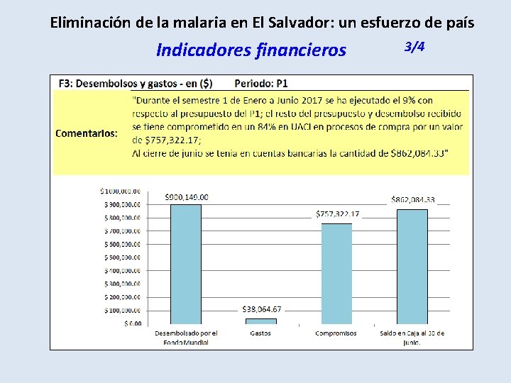 Eliminación de la malaria en El Salvador: un esfuerzo de país Indicadores financieros 3/4