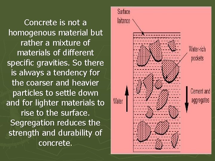 Concrete is not a homogenous material but rather a mixture of materials of different