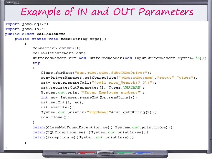 Example of IN and OUT Parameters Example of IN and OUT Parameters