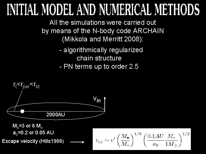 All the simulations were carried out by means of the N-body code ARCHAIN (Mikkola